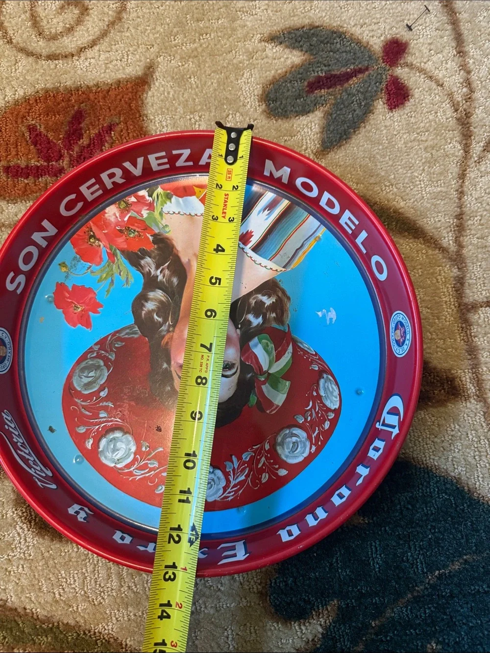 Vintage Red and Blue Mexican Lady Wall Tray by Vintage
